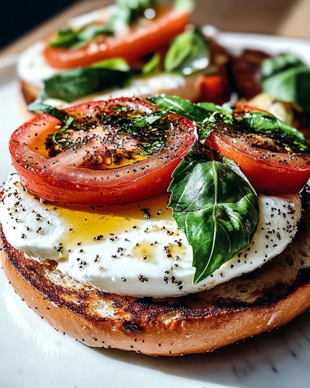 Bagel mit Tomate und Mozzarella