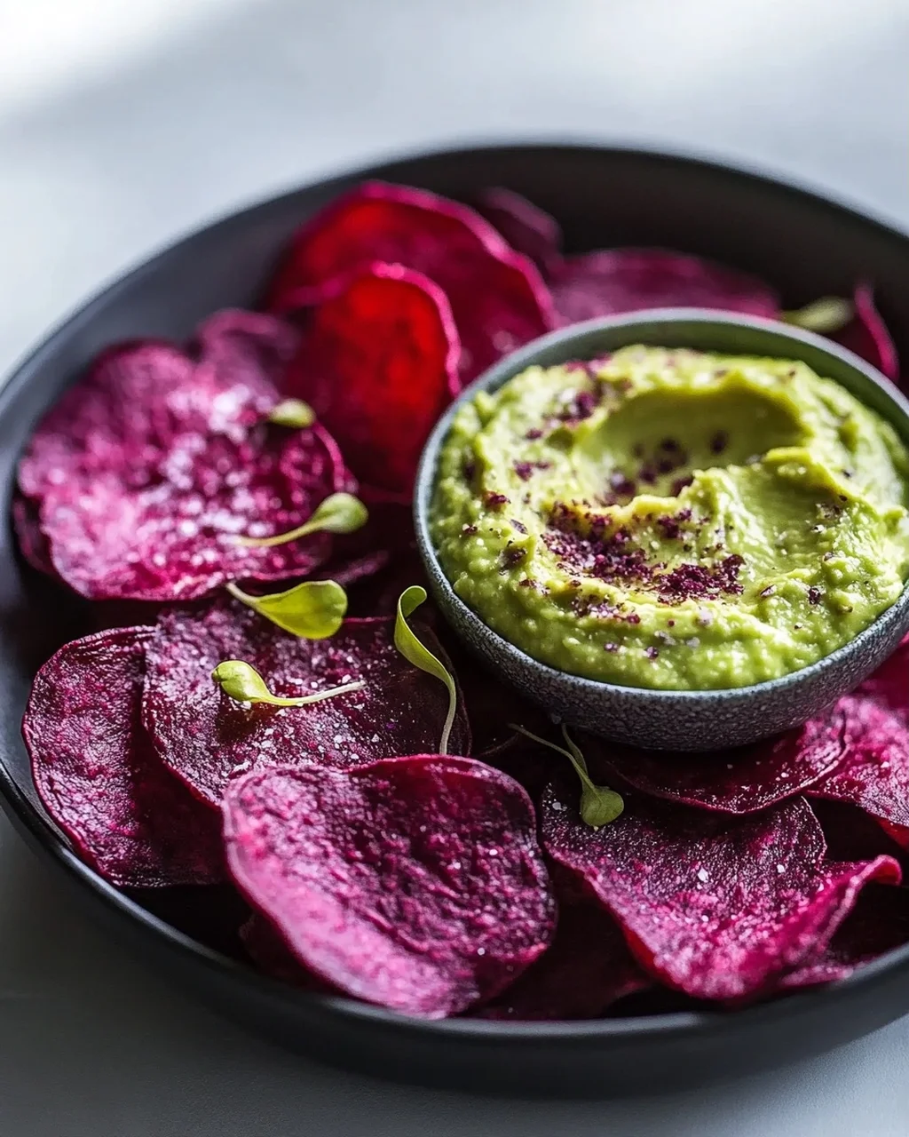 Crispy Rote Bete Chips mit Avocadocreme Dip – Gesund & Lecker!