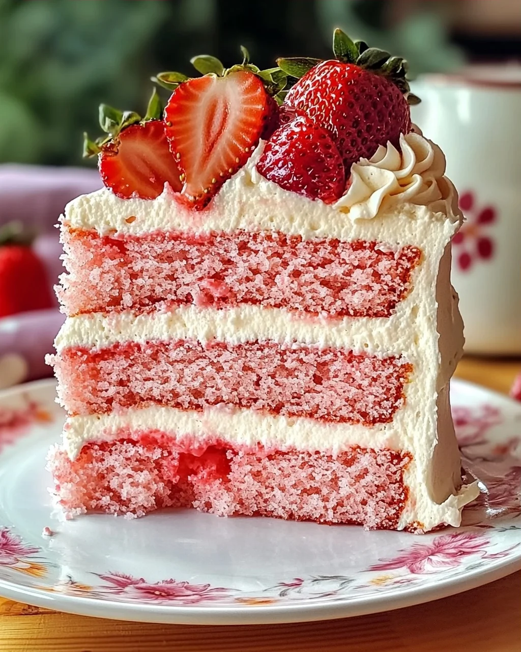 Dreischichtiger Erdbeerkuchen mit Frischkäse-Frosting