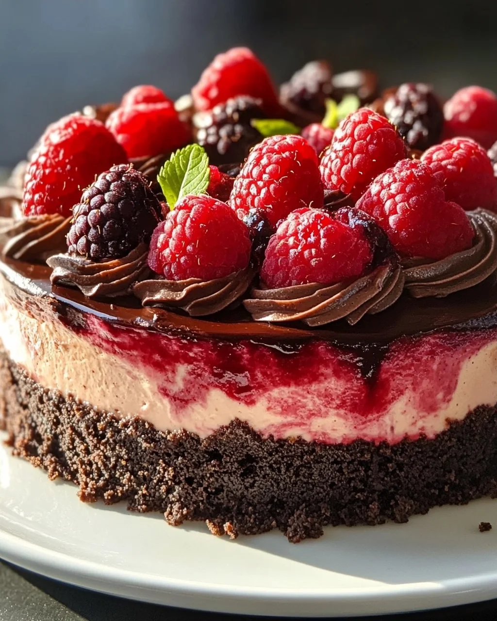 Dunkle Schoko Himbeer Cheesecake Rezept – unwiderstehlich gut!