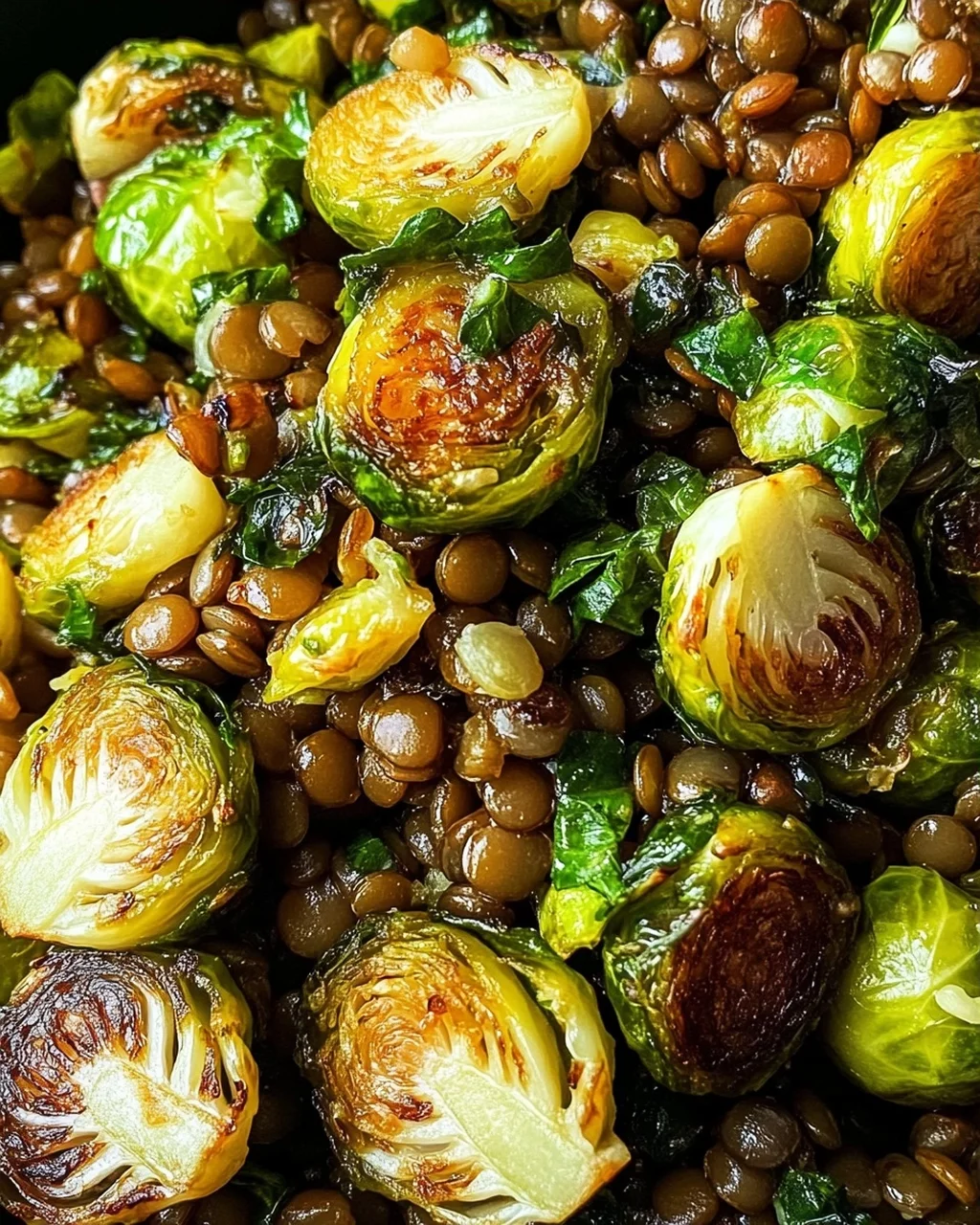 Gebratener Rosenkohl mit Berglinsen