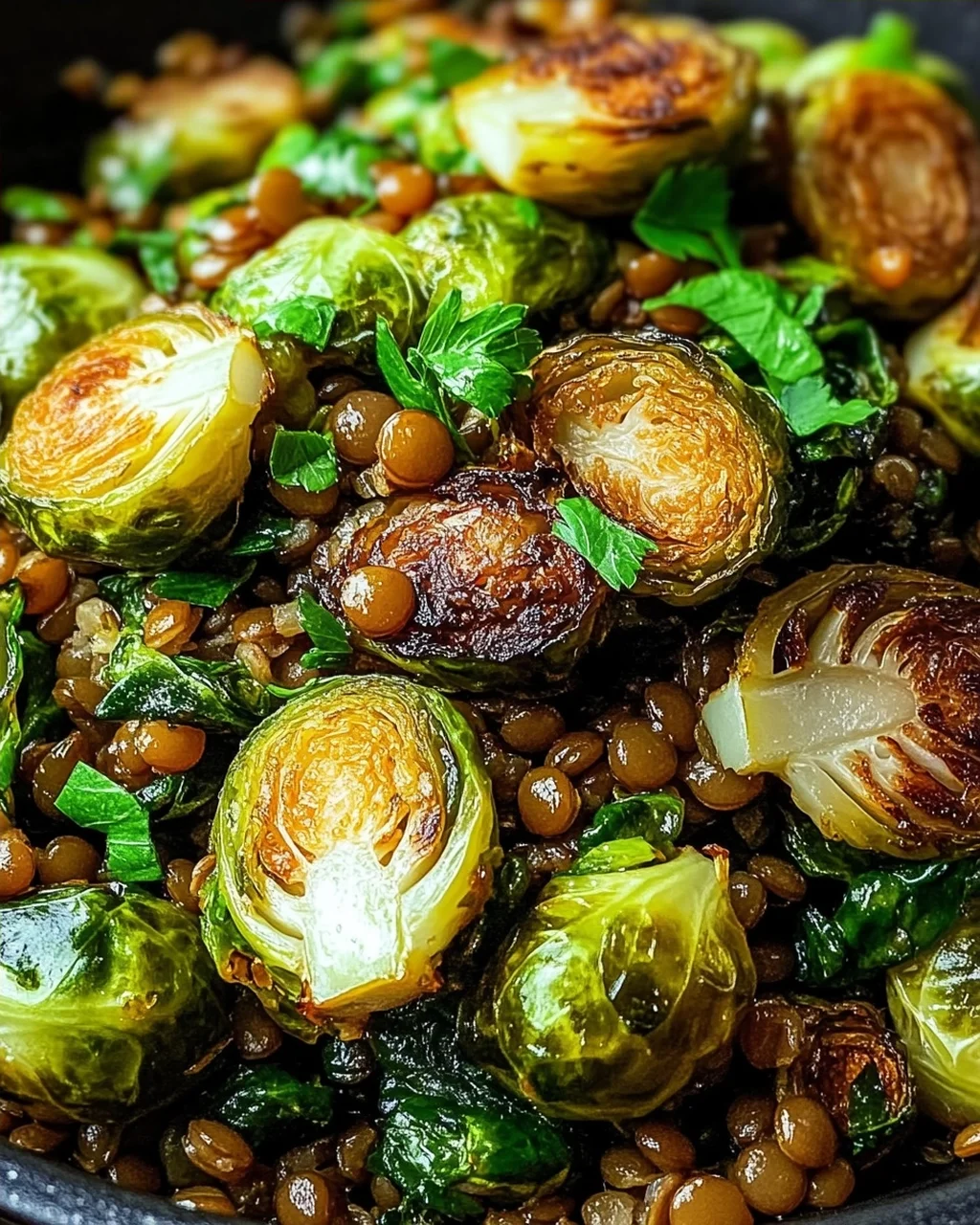 Gebratener Rosenkohl mit Berglinsen