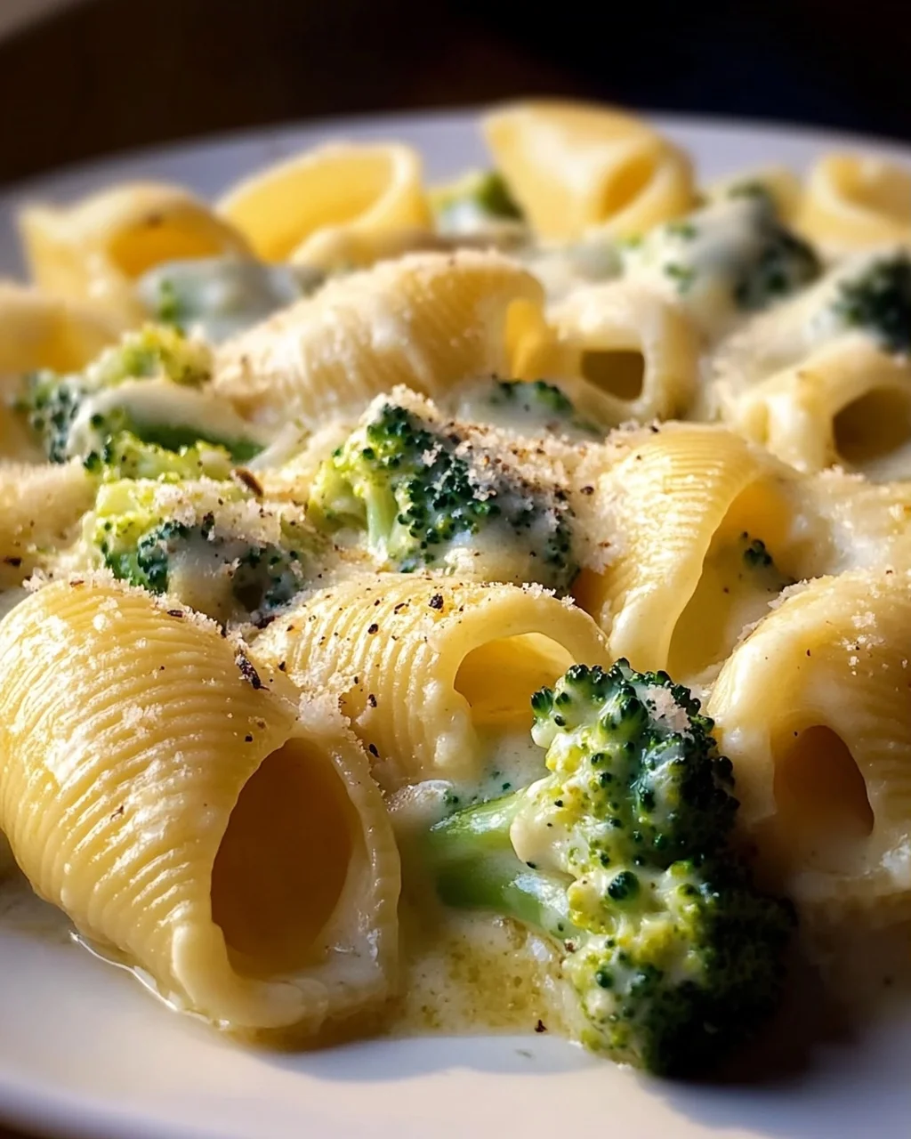 Gefüllte Muschelnudeln mit Brokkoli & Parmesan Alfredo