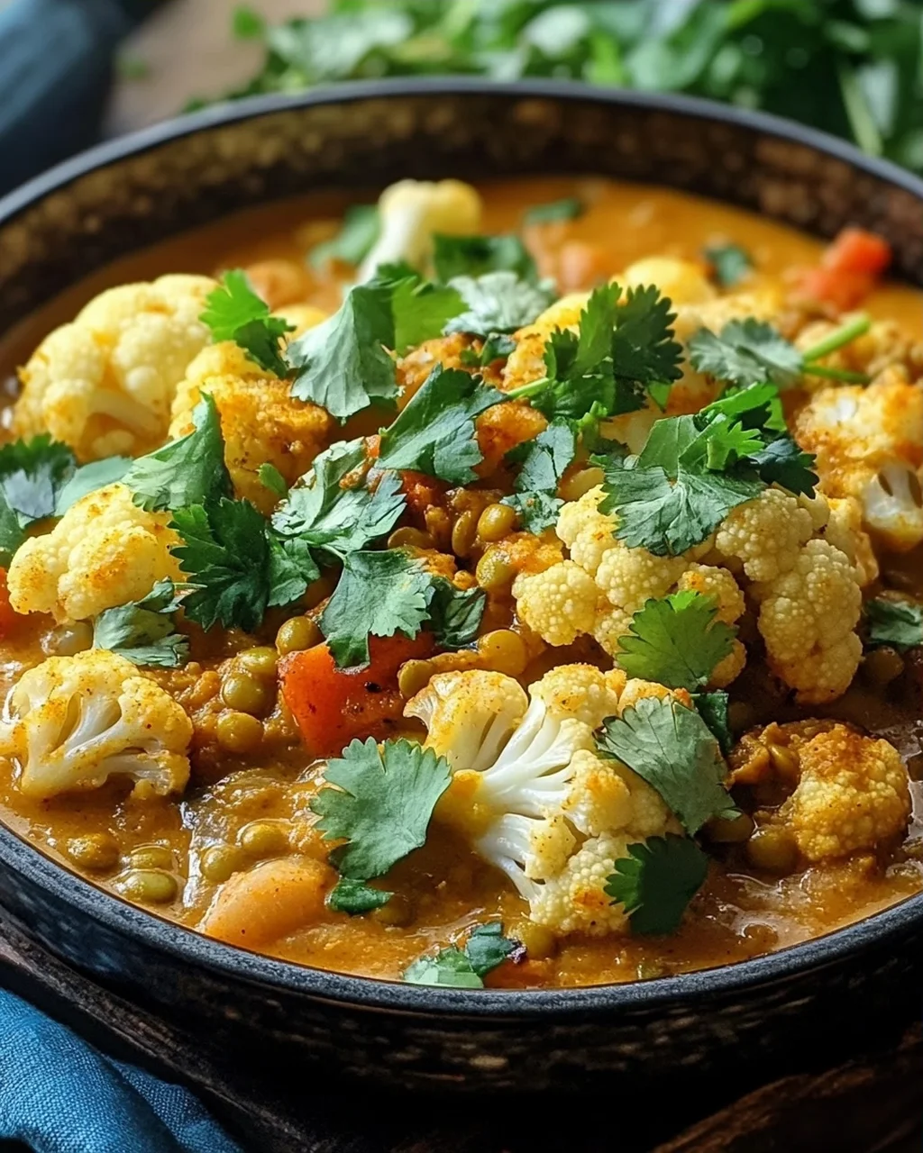 Geröstetes Blumenkohl Linsen Curry