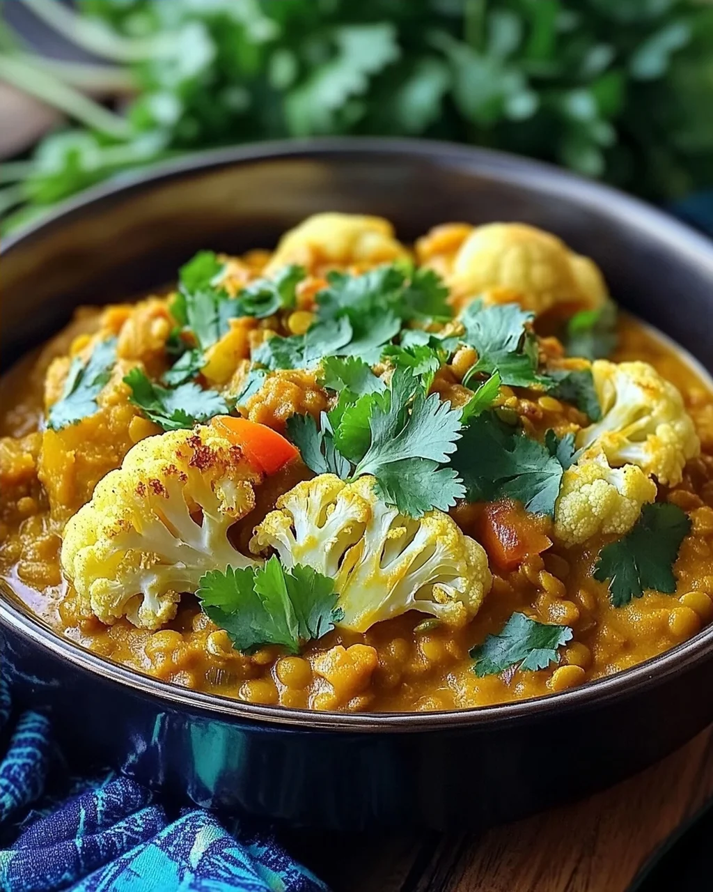 Geröstetes Blumenkohl Linsen Curry