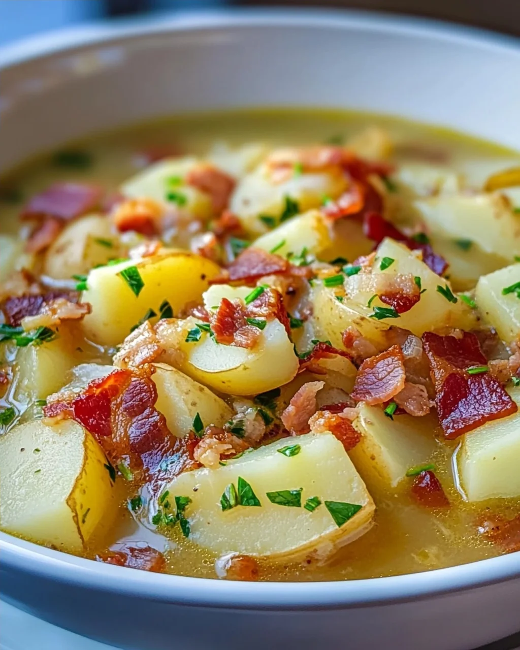 Herzhafter Kartoffel Kohlrabi Eintopf mit Speckwürfeln Rezept