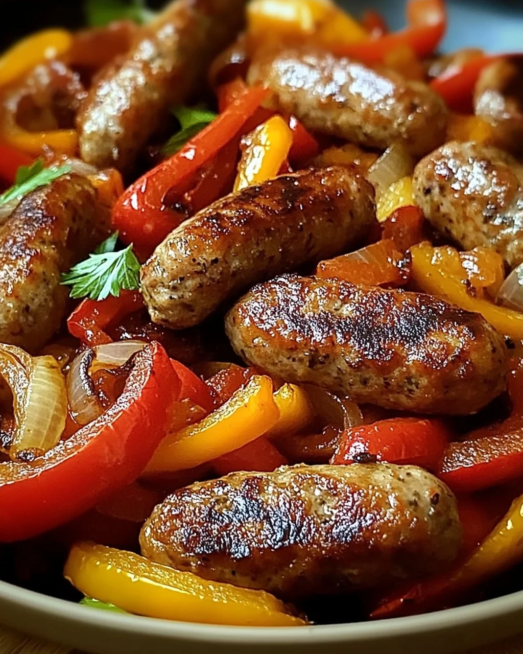 Italienische Wurst mit Paprika und Zwiebeln