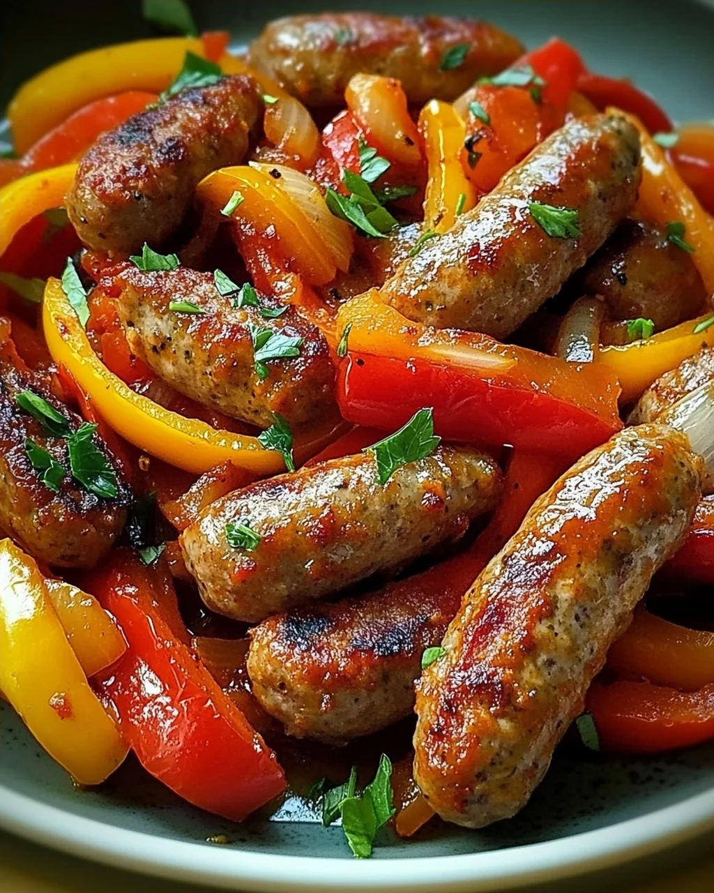 Italienische Wurst mit Paprika und Zwiebeln
