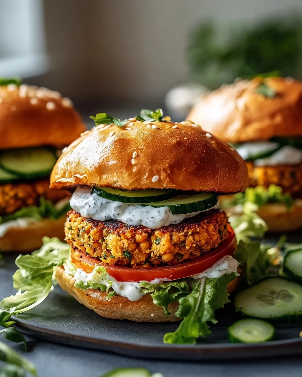 Kichererbsen-Burger mit Mini-Brötchen