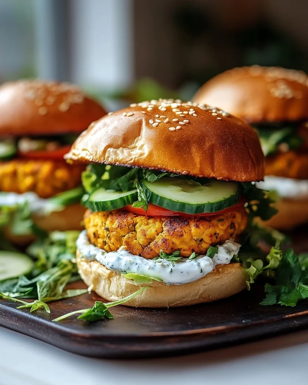 Kichererbsen-Burger mit Mini-Brötchen
