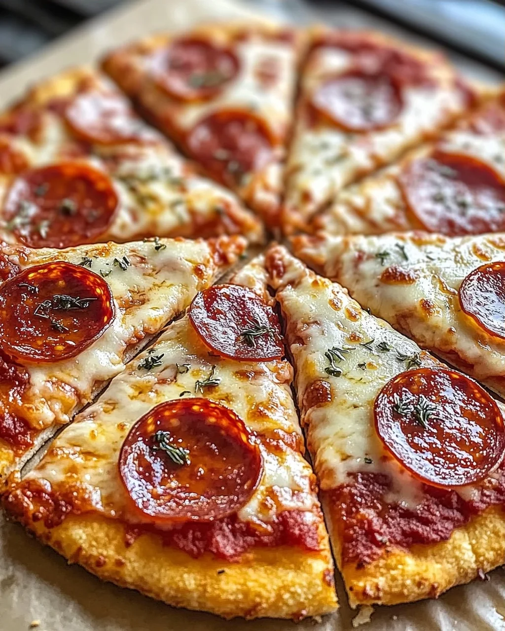 Klassische Heißluftfritteuse Hüttenkäse Pizzaboden