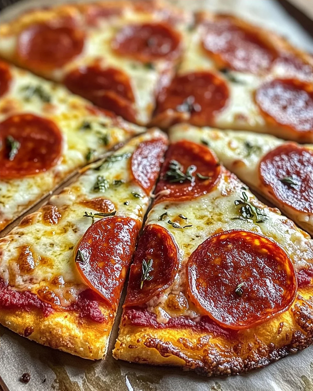 Klassische Heißluftfritteuse Hüttenkäse Pizzaboden