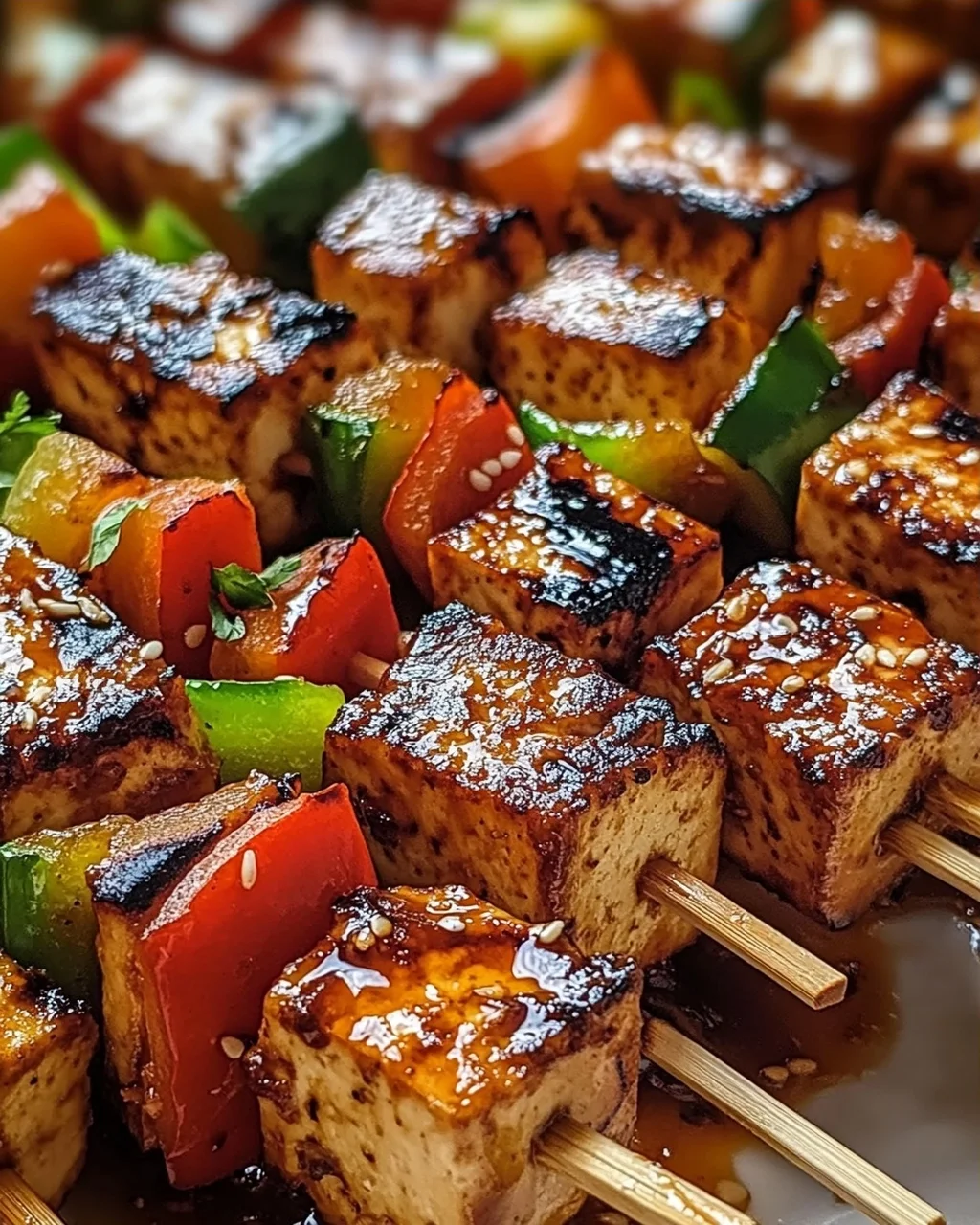 Knoblauch-Soja-Glasierte Tofu-Spieße