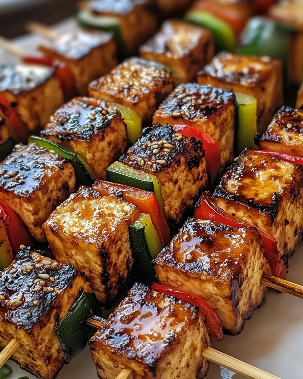 Knoblauch-Soja-Glasierte Tofu-Spieße