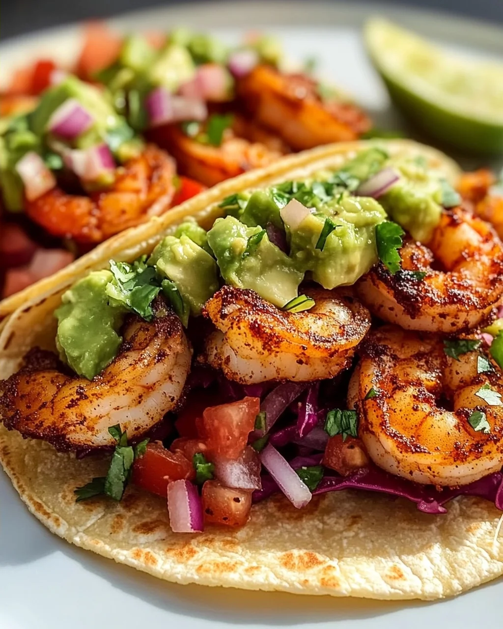 Knusprige Air Fryer Shrimp Tacos mit Avocado Salsa