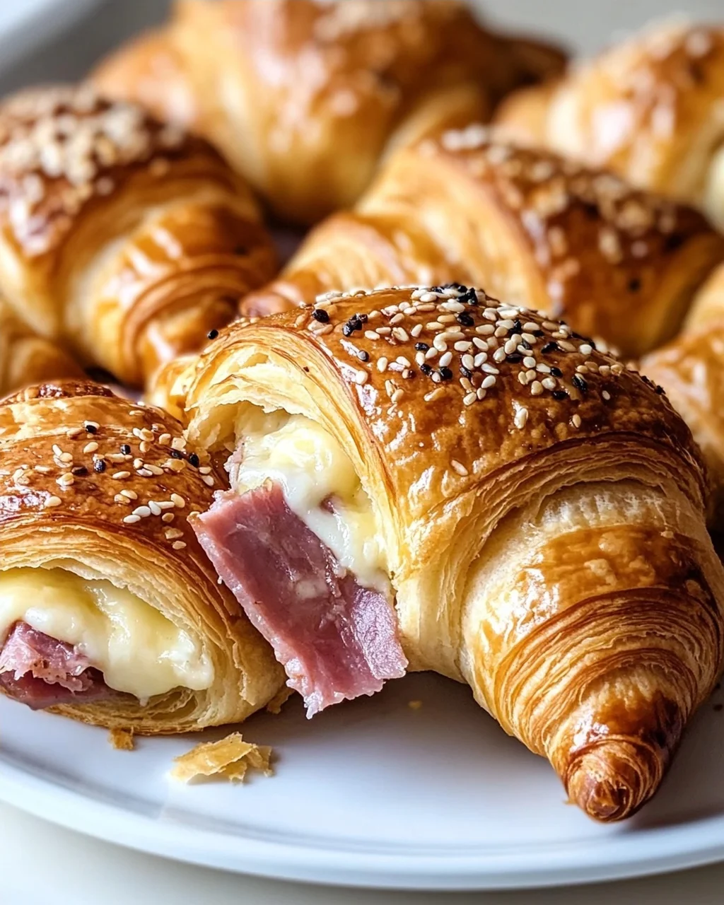 Knusprige Gebackene Rinderschinken-Käse-Croissants