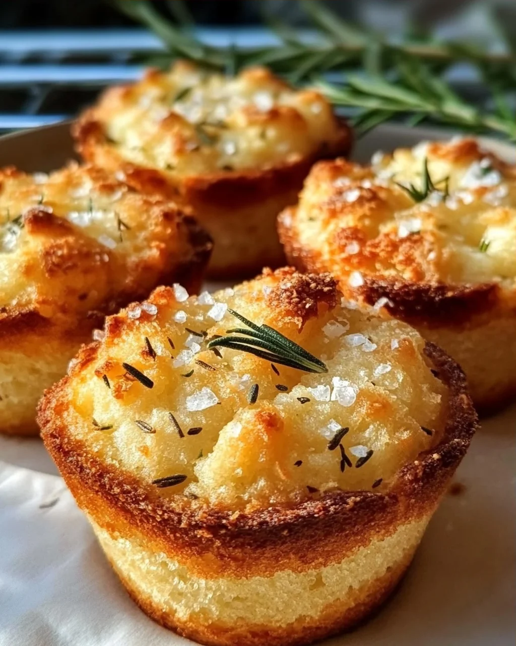 Knusprige Goldene Knoblauch-Rosmarin Focaccia Muffins