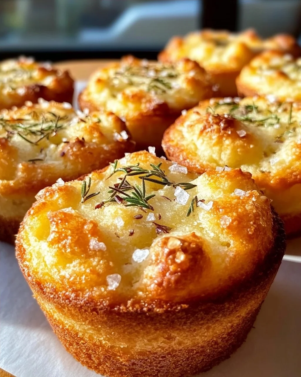 Knusprige Goldene Knoblauch-Rosmarin Focaccia Muffins