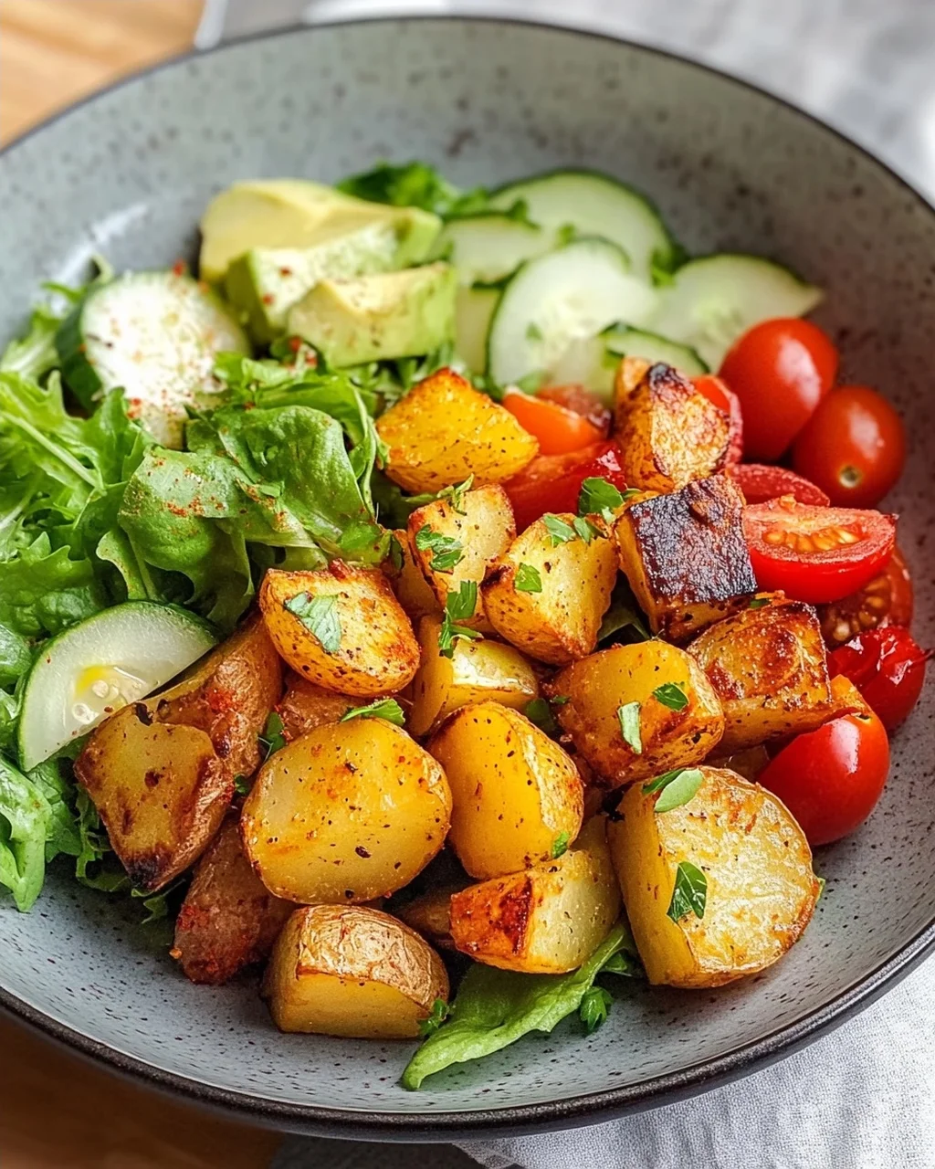 Knusprige Ofenkartoffeln Salat Bowl – Lecker und gesund!