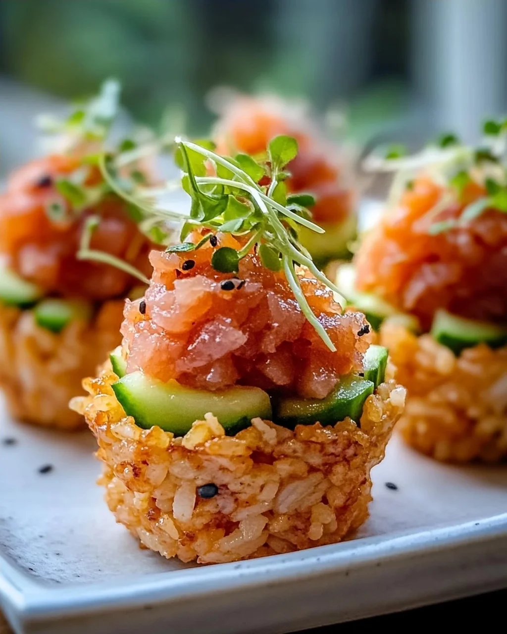 Knusprige Sushi-Tassen mit Thunfisch