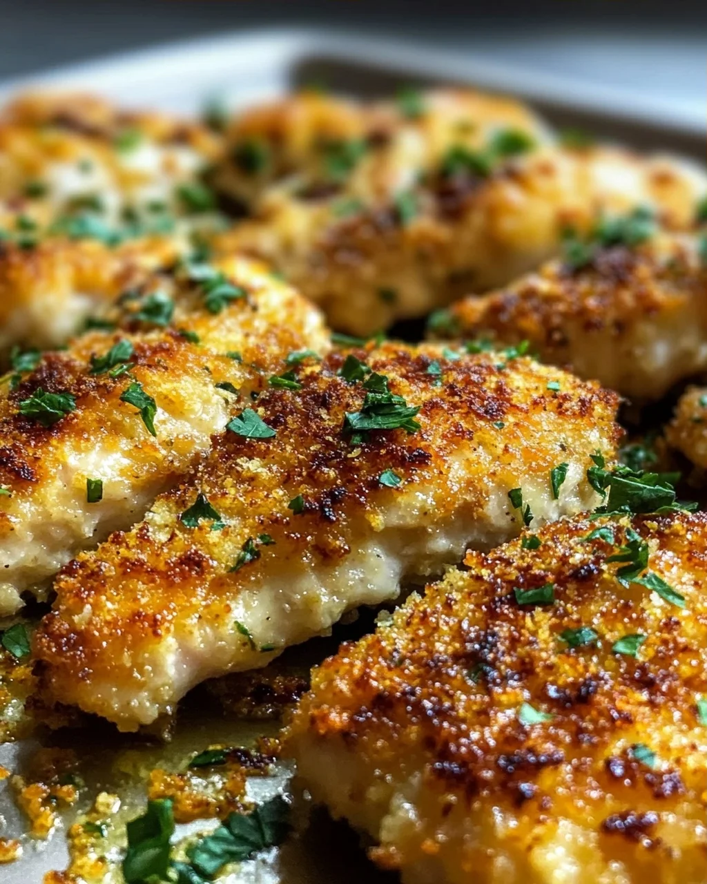 Knuspriges Parmesan-Knoblauch Hähnchen vom Blech Rezept