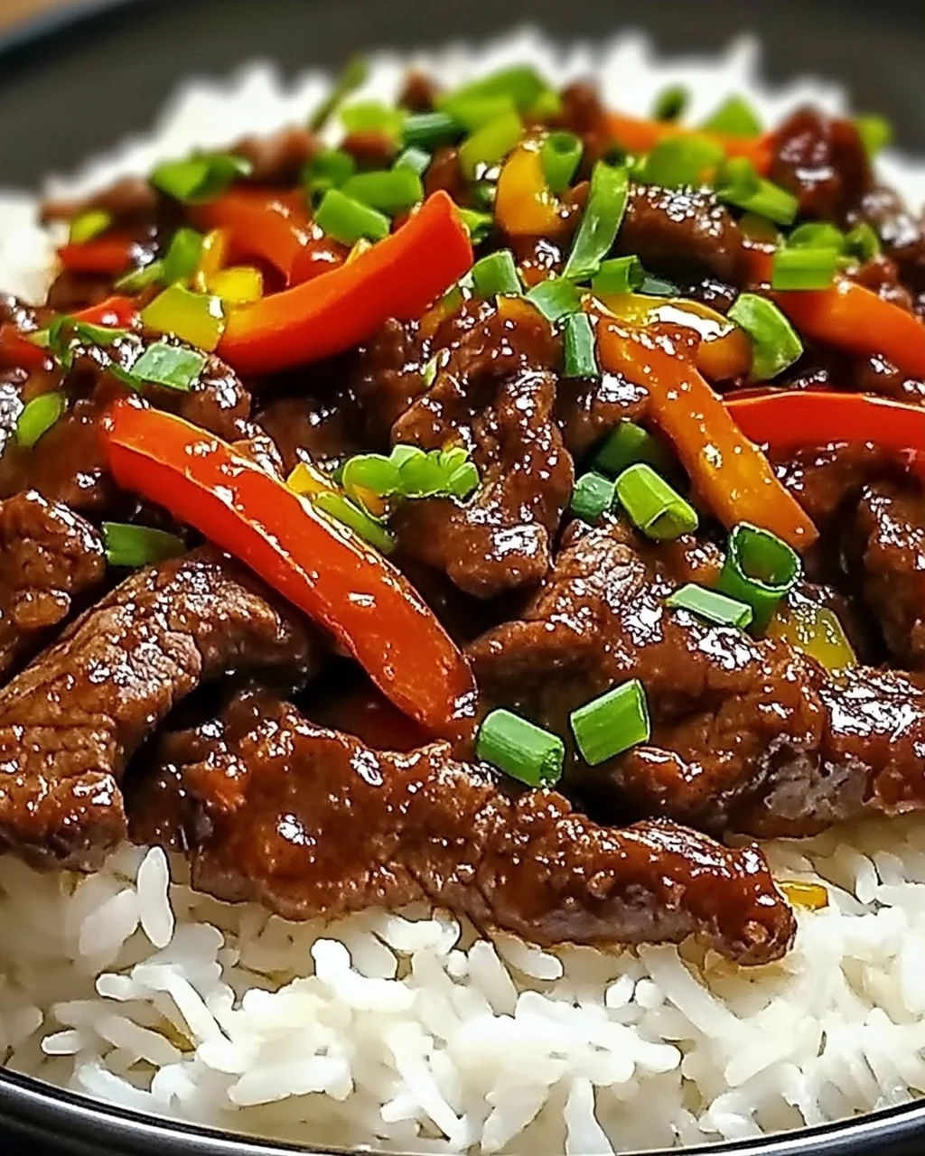 Krosse Chili Rindfleisch Reis in 15 Minuten