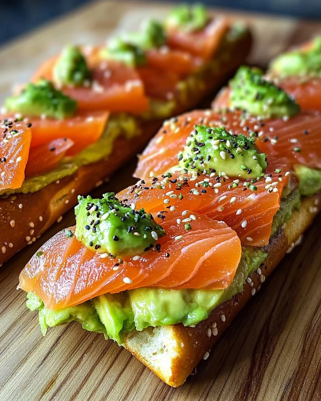 Lachs Avocado Laugenstange mit Topping