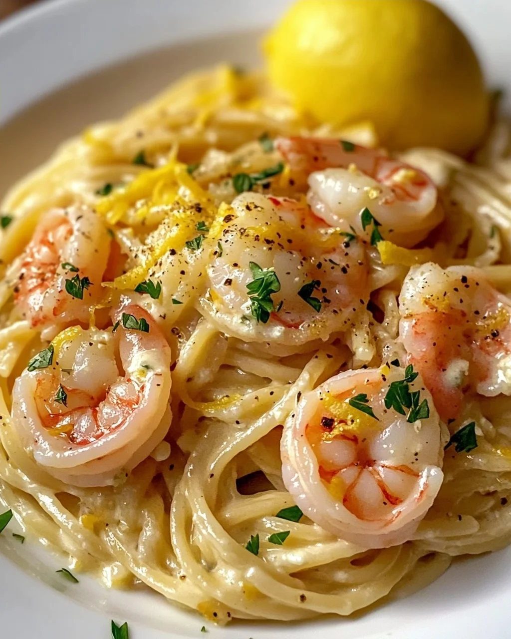 Lemon Herb Shrimp Linguine With Crème Fraîche Recipe