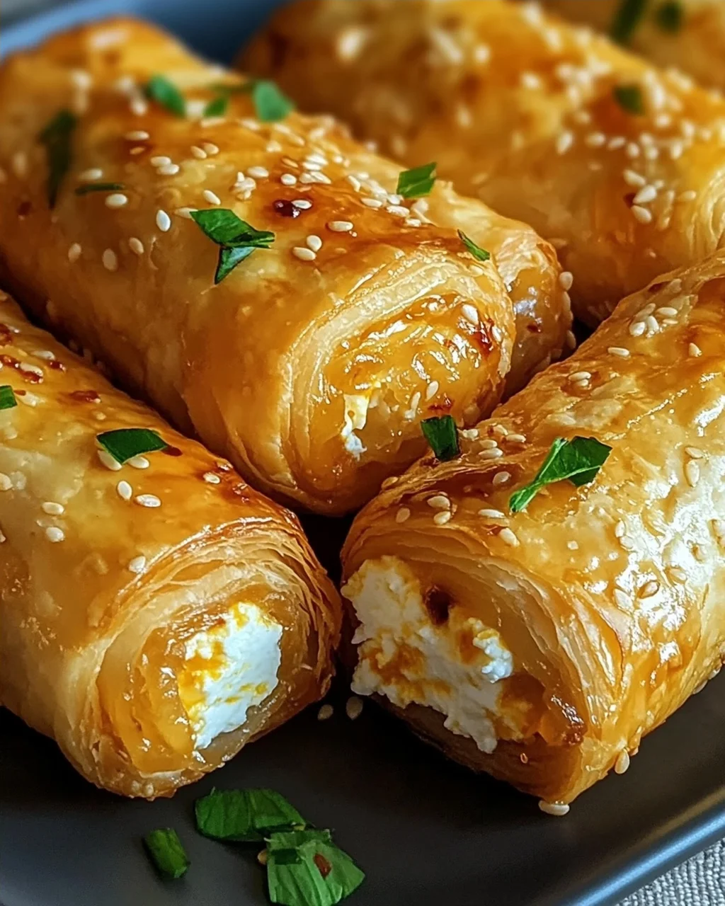 Ofen-gebackene Feta-Rollen mit Chili-Honig