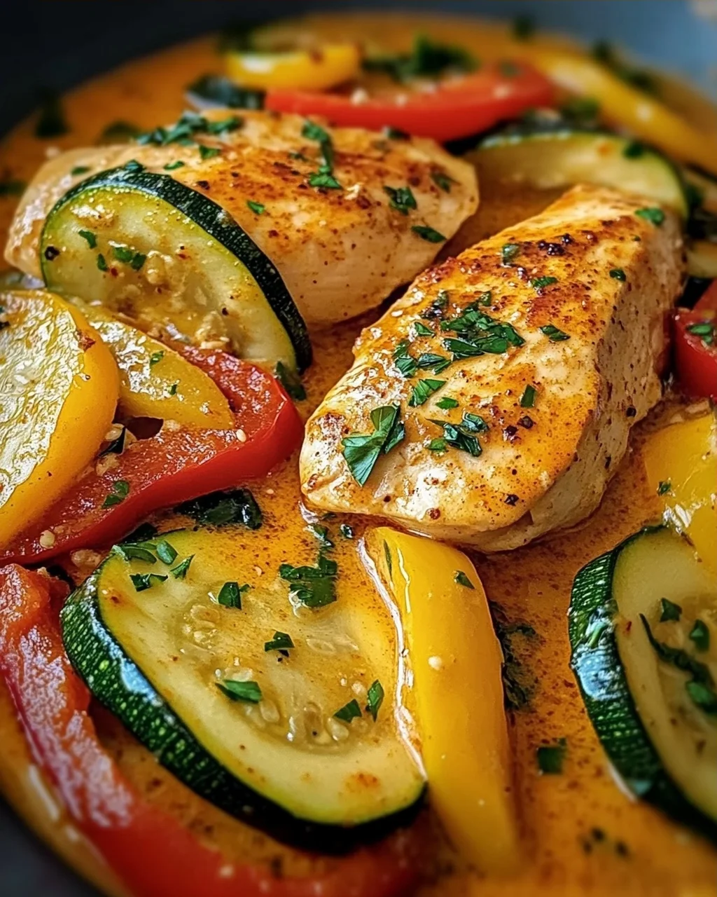 Paprika-Zucchini-Sahne-Hähnchen