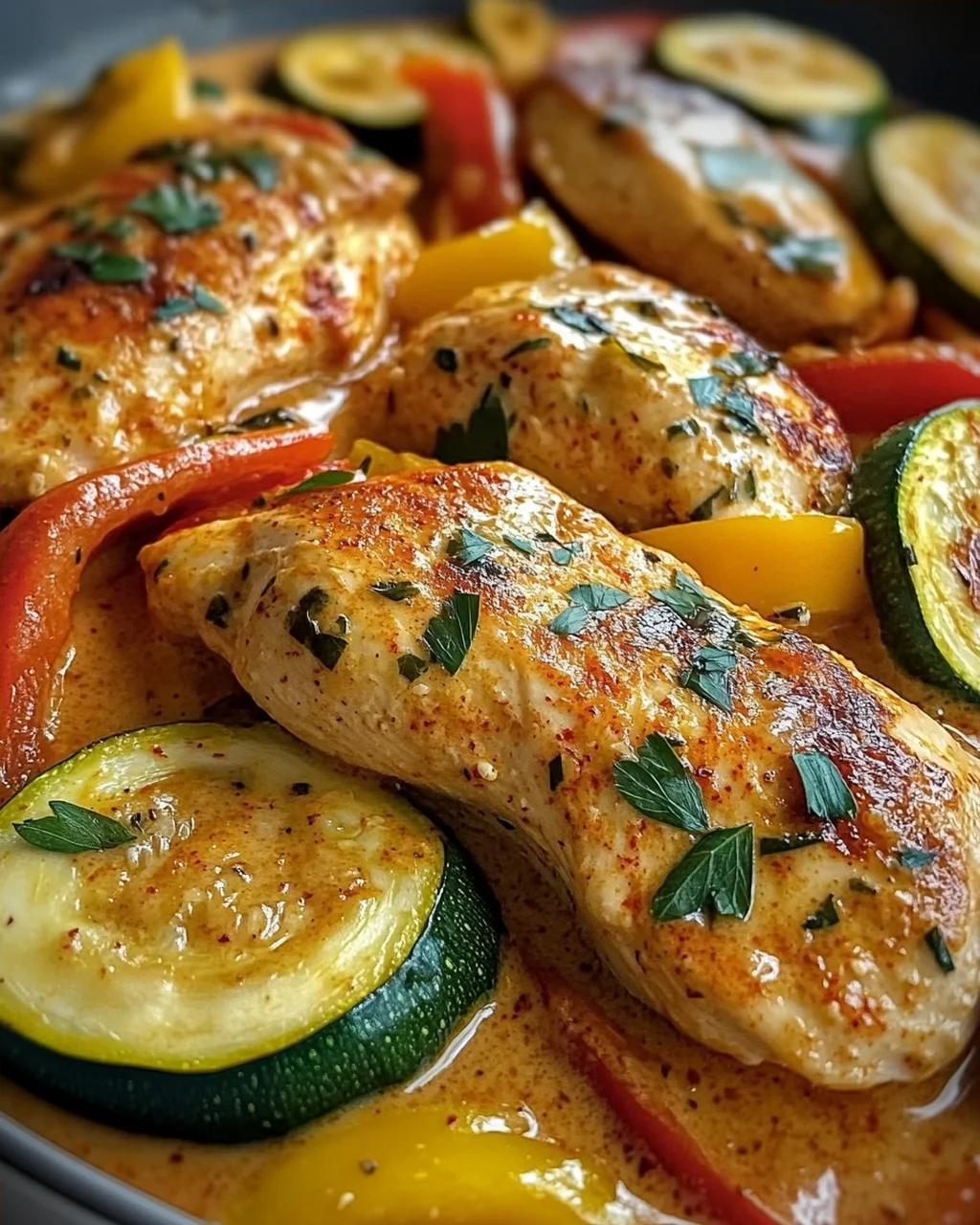 Paprika-Zucchini-Sahne-Hähnchen