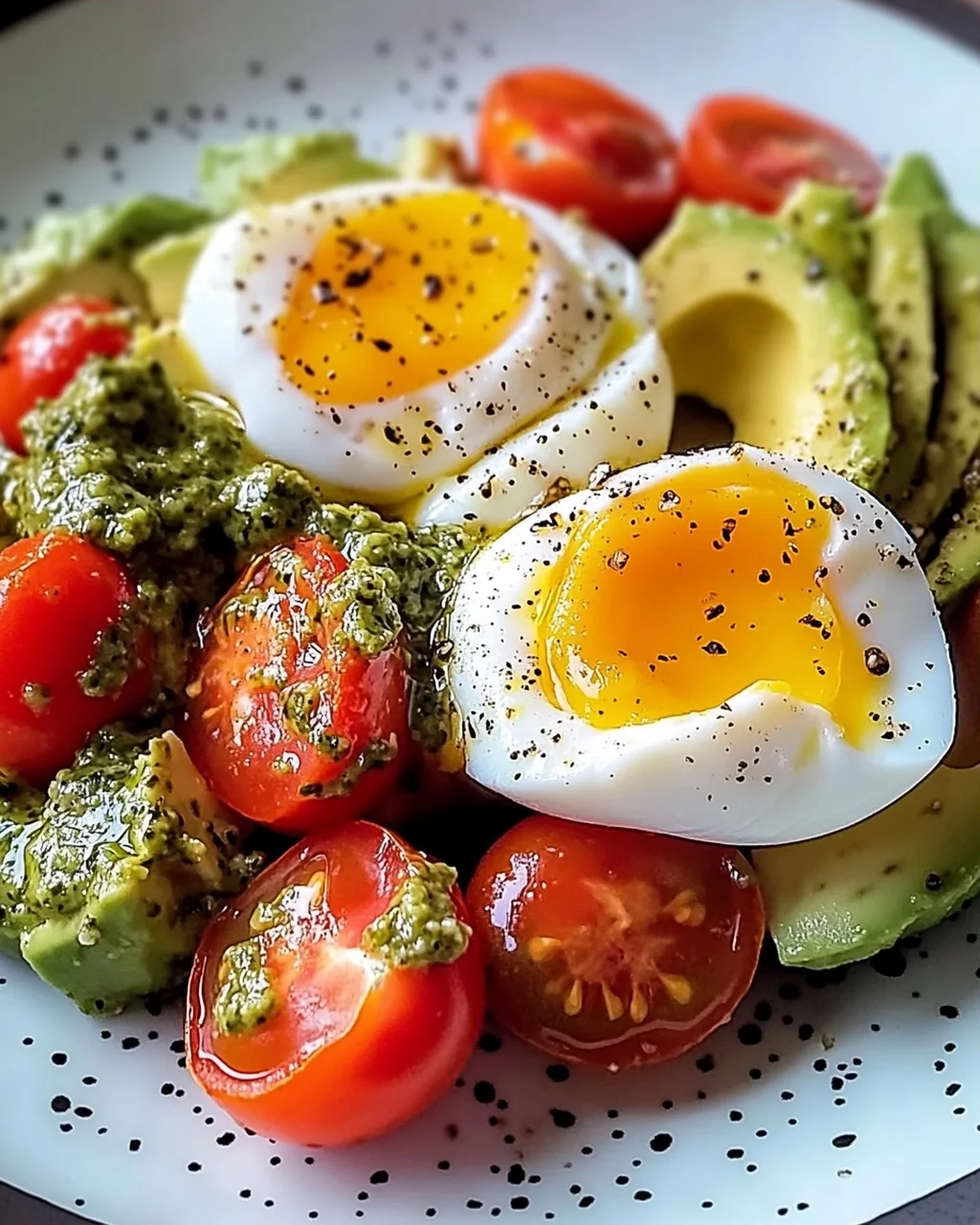 Pesto-Tomaten-, Ei- und Avocado-Frühstückssalat leicht gemacht