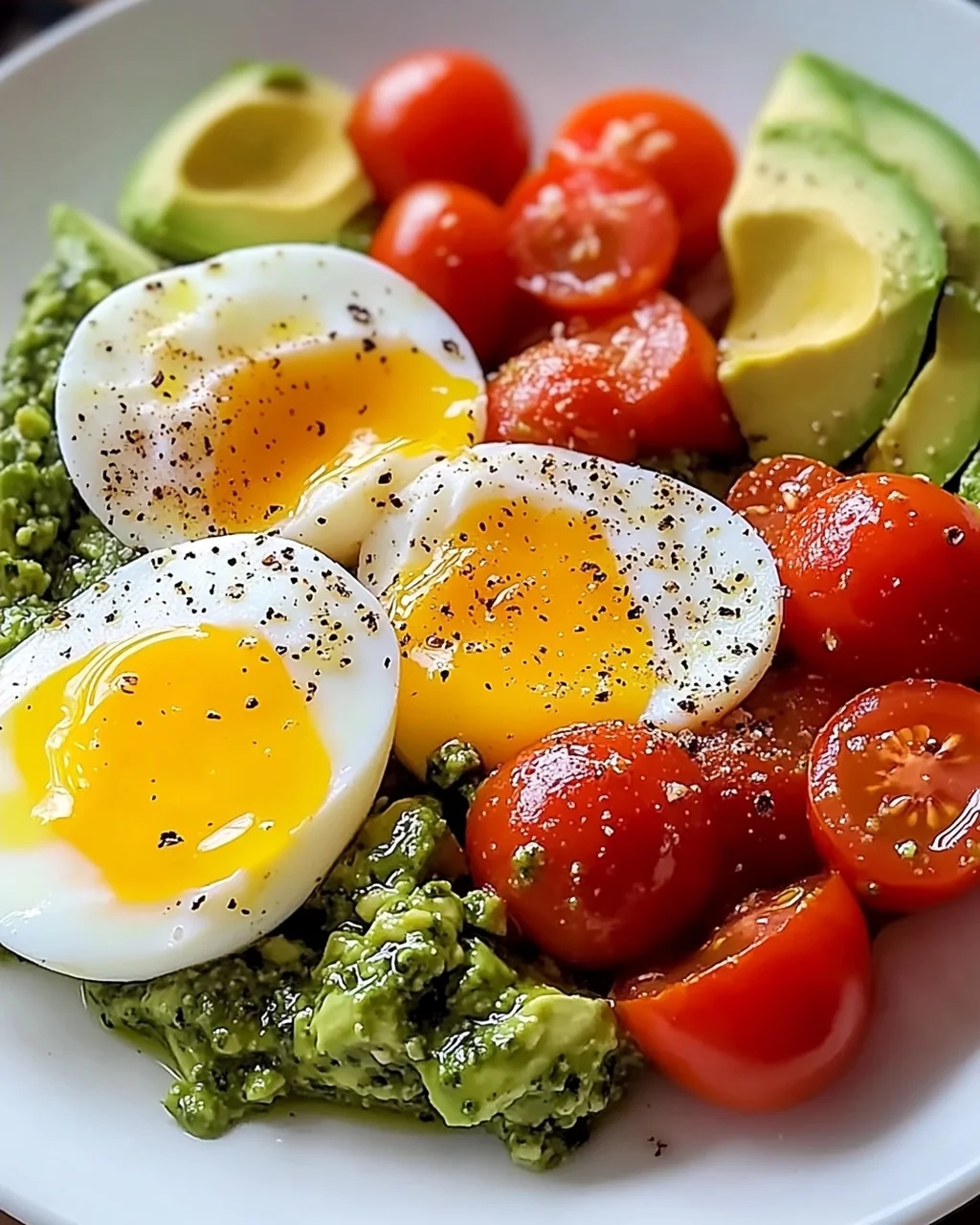 Pesto-Tomaten-, Ei- und Avocado-Frühstückssalat leicht gemacht