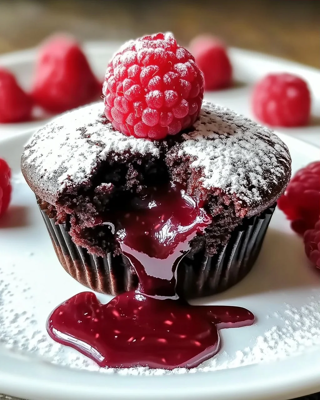 Raspberry Chocolate Lava Cupcakes