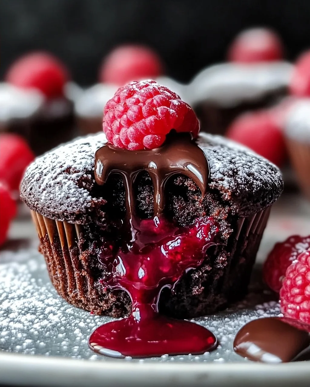 Raspberry Chocolate Lava Cupcakes