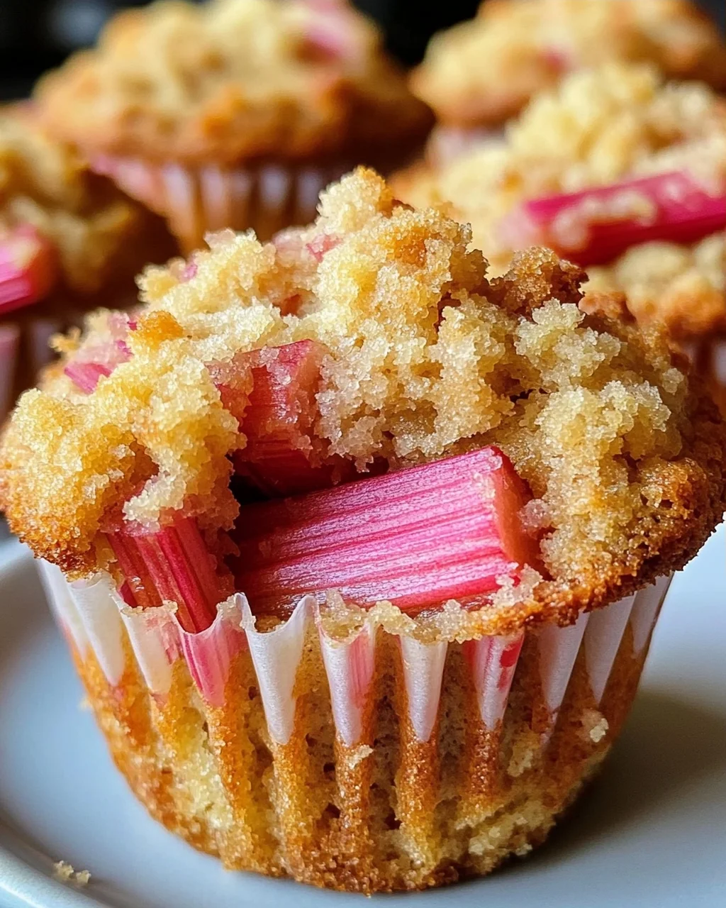 Rhabarber-Muffins mit Vanillestreuseln
