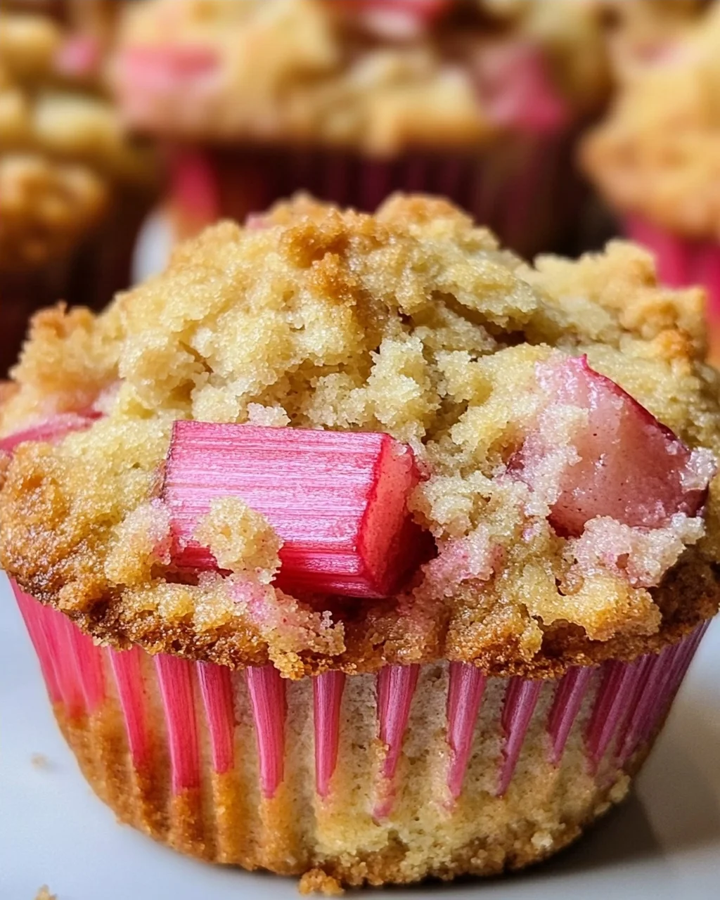 Rhabarber-Muffins mit Vanillestreuseln