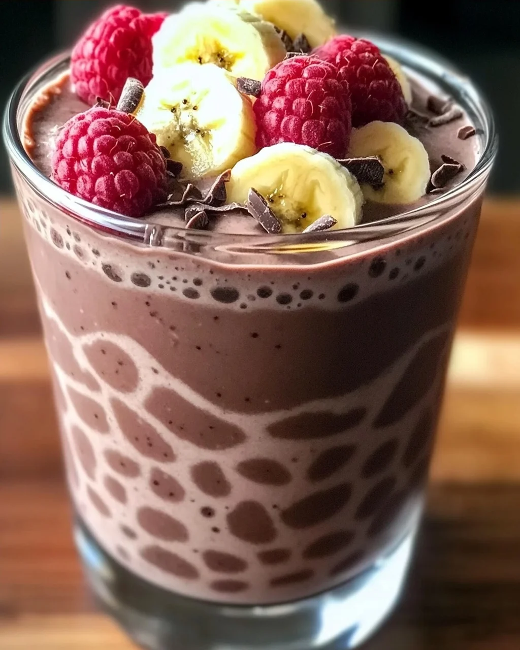 Schokoladen-Bananen-Himbeer-Frühstücksgetränk für den perfekten Start