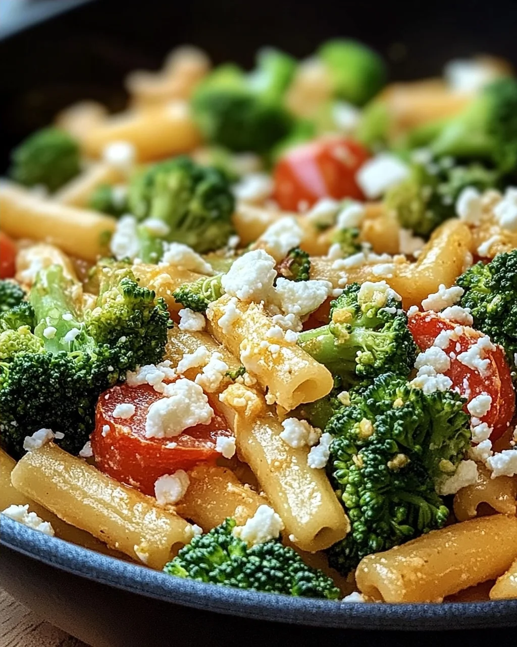 Schupfnudelpfanne mit Brokkoli, Feta und Tomaten
