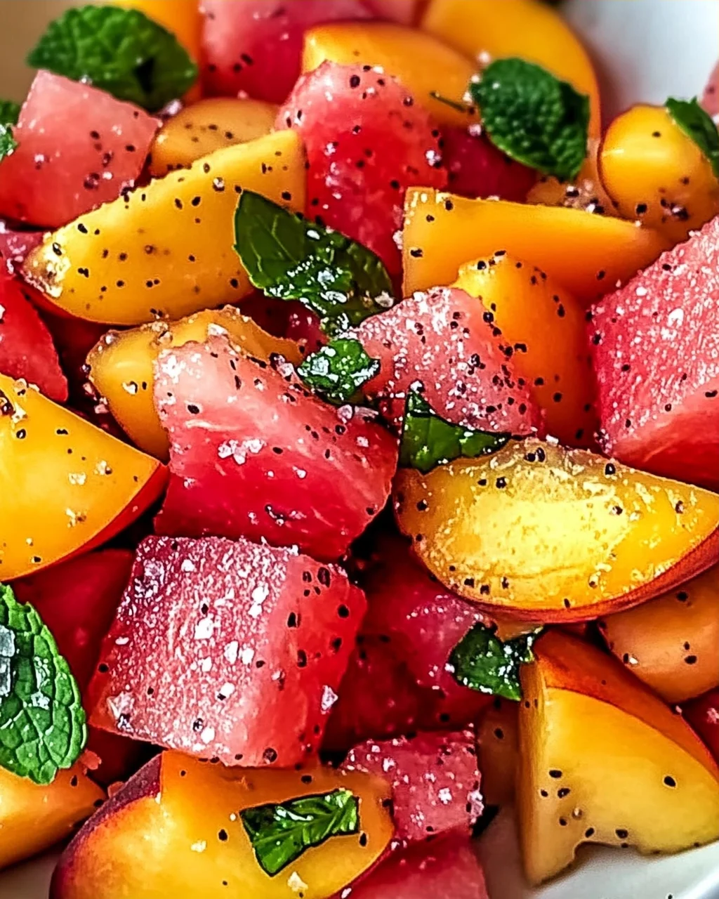 Sommerpfirsich-Wassermelonen-Salat für heiße Tage