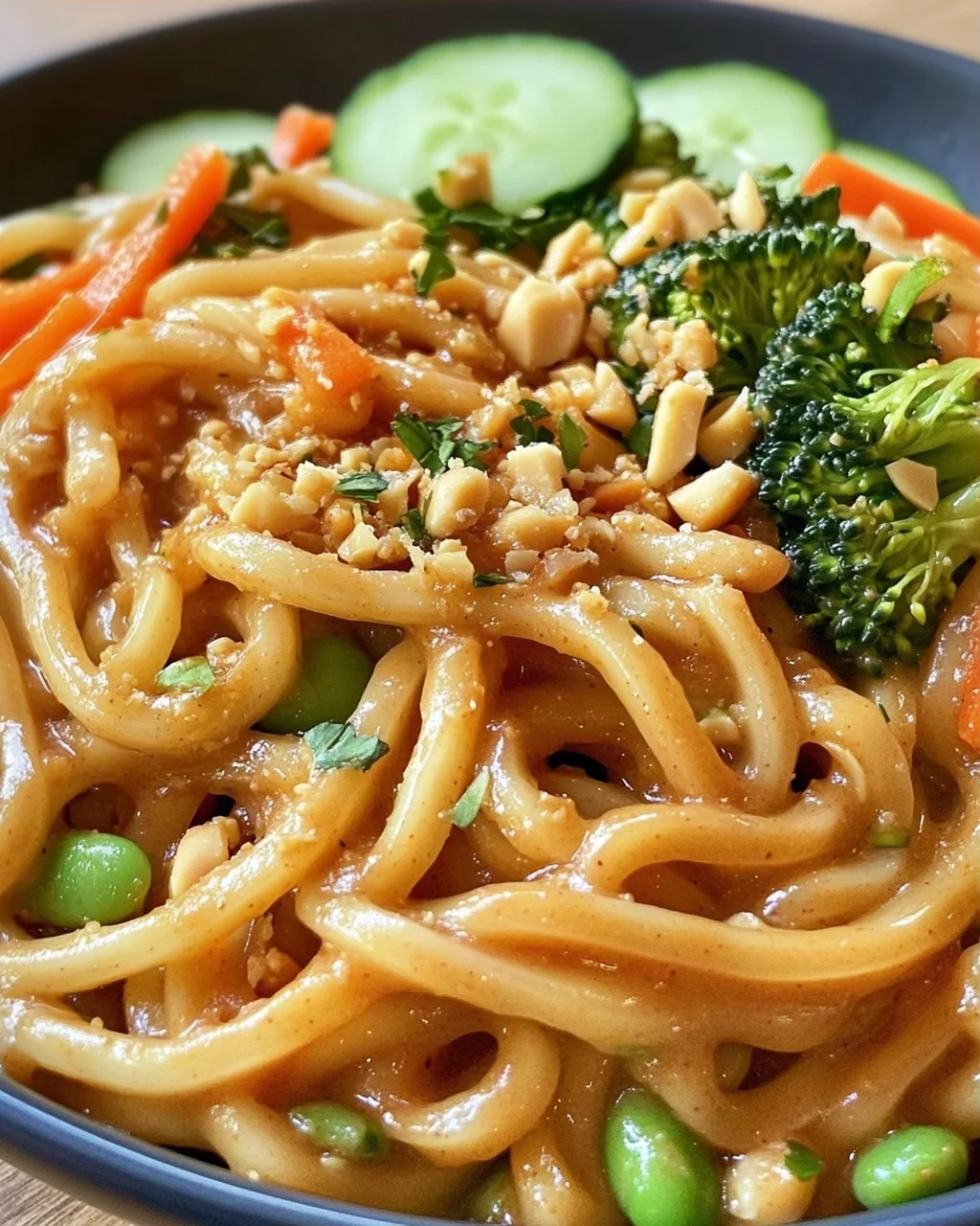 Udon Nudeln mit Erdnusssauce & Gemüse – Schnell & lecker!