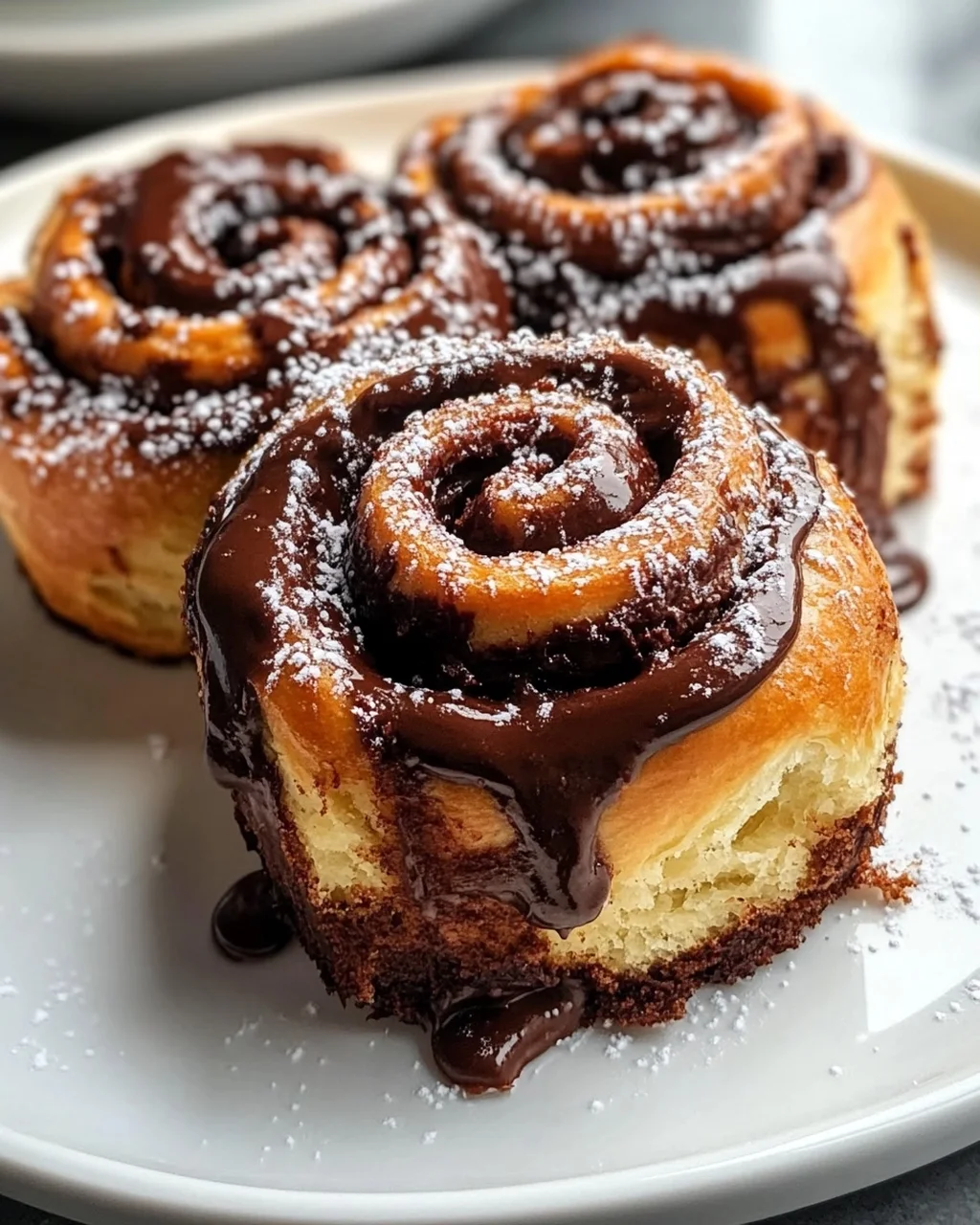 Unwiderstehliche Schoko-Zimtschnecken mit cremiger Fudge-Glasur