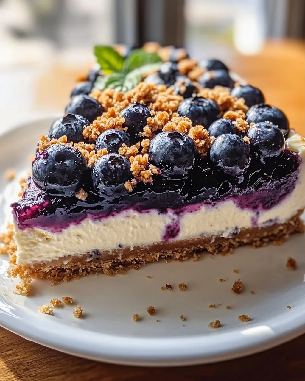 Veganer Blaubeer-Crumble-Cheesecake mit Cashew-Creme Rezept