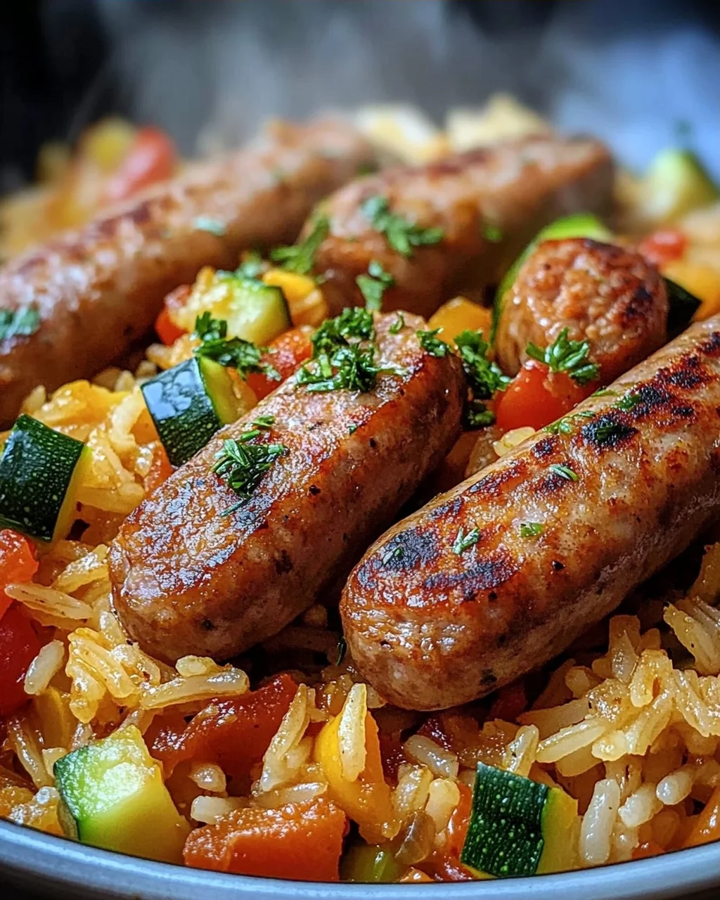 Wurst Reis Pfanne