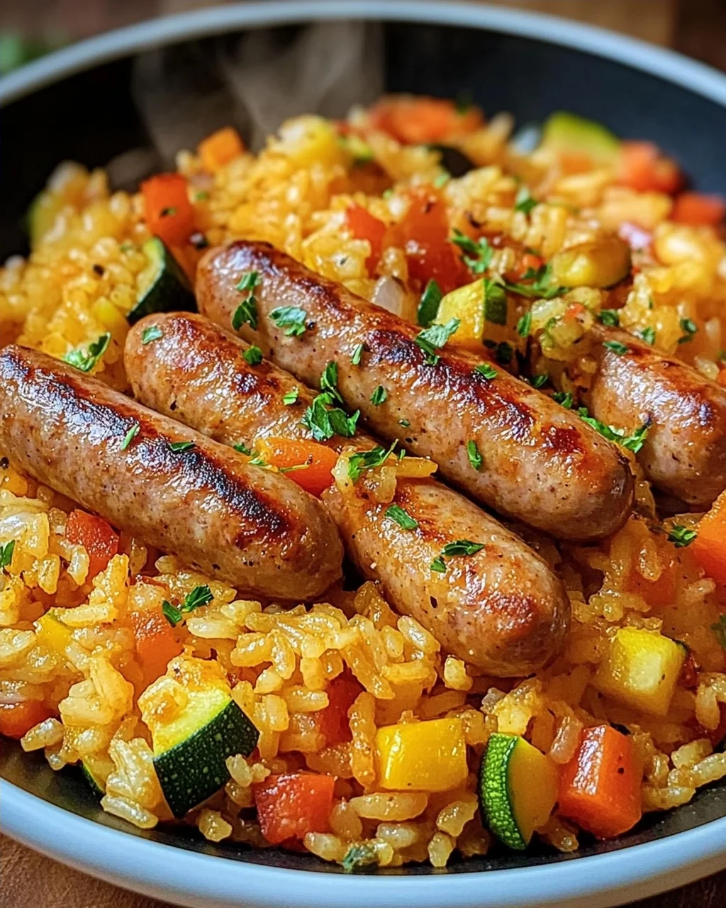 Wurst Reis Pfanne