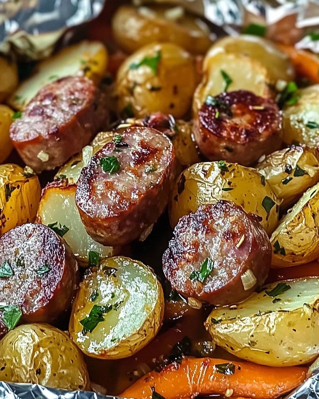 Wurst & Kartoffel Folienpaket schnell und lecker