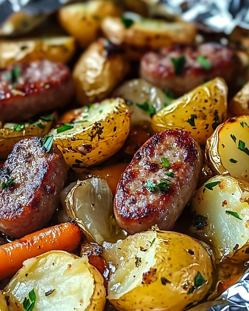 Wurst & Kartoffel Folienpaket schnell und lecker